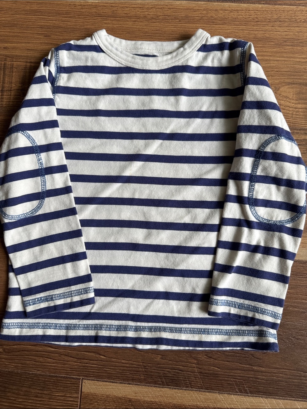 Mini Boden Navy & White Striped Long-Sleeve Tee